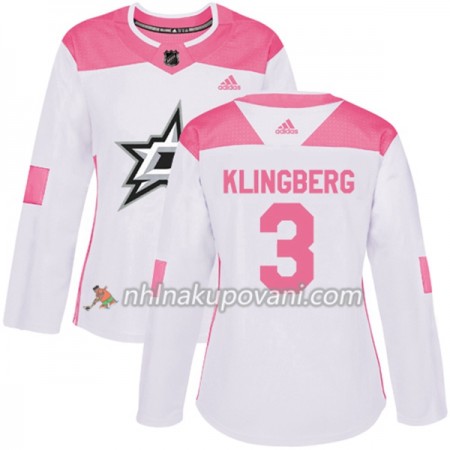 Dallas Stars Dresy John Klingberg 3 Bílá 2017-2018 Adidas Růžová Fashion Authentic - Dámské